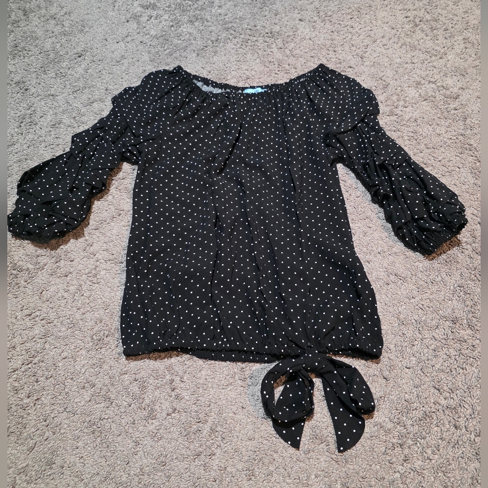 CeCe Black and White Polka Dot Blouse